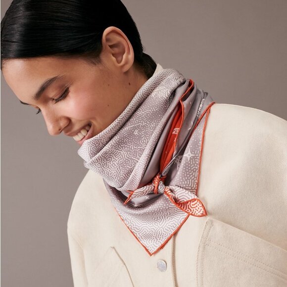 ๐๐ด Rare Authentic Hermes Clair de Lune Double Face Scarf 90 - New with Tag - Picture 5 of 17
